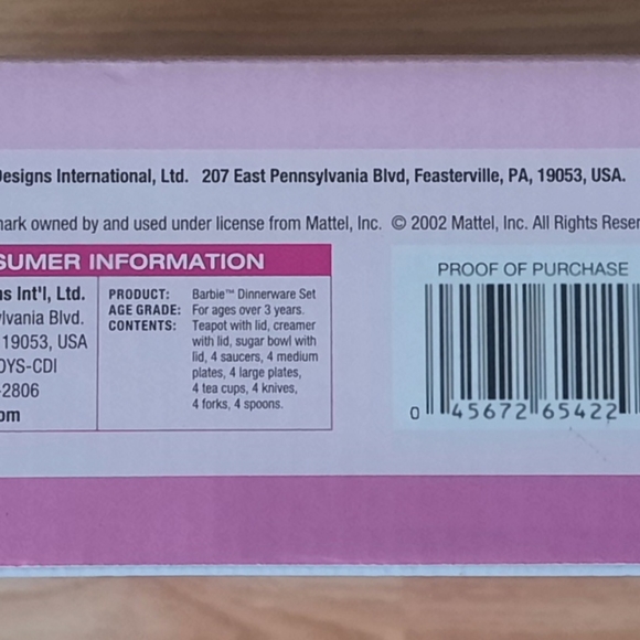 Barbie 34 piece dinnerware set 2002 Creative Design International  brand new - Picture 5 of 5